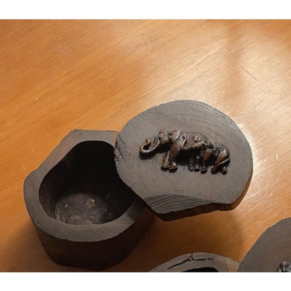 Wooden Jewelry Box Elephant Decor Jungle African Safari Rustic Table Decoration - Picture 4 of 8